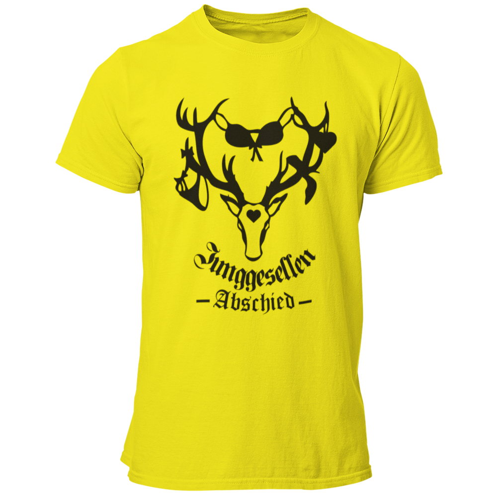 Männer T-Shirt 'Junggesellenabschied Geweih' mit einem auffälligen Design, das ein Geweih mit darauf hängenden Slips und BHs zeigt. Das Shirt symbolisiert die ausgelassenen Partys und Abenteuer, die der Junggeselle und seine Freunde in der Vergangenheit erlebt haben. Erhältlich in knalligen Farben wie Orange und Schwarz mit Kontrastdruck, hebt es den Bräutigam während des Junggesellenabschieds hervor. Dieses qualitativ hochwertige Shirt mit Rundkragen kombiniert Stil und Spaß und ist ideal für Fotos und Sel