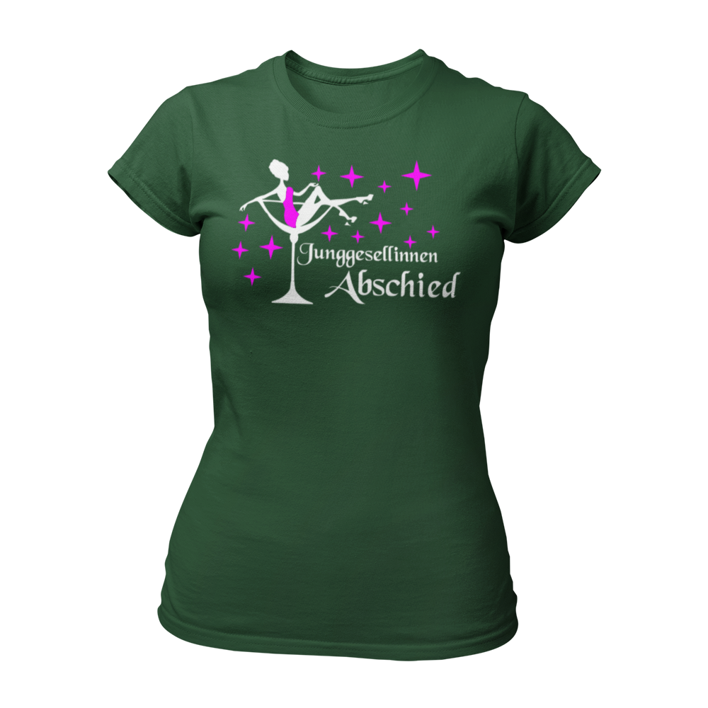 Damen T-Shirt "JGA Sektglas" für den Junggesellinnenabschied. Das schlichte und ausgefallene Design zeigt ein Sektglas und eignet sich perfekt für die Party ohne große Sprüche.