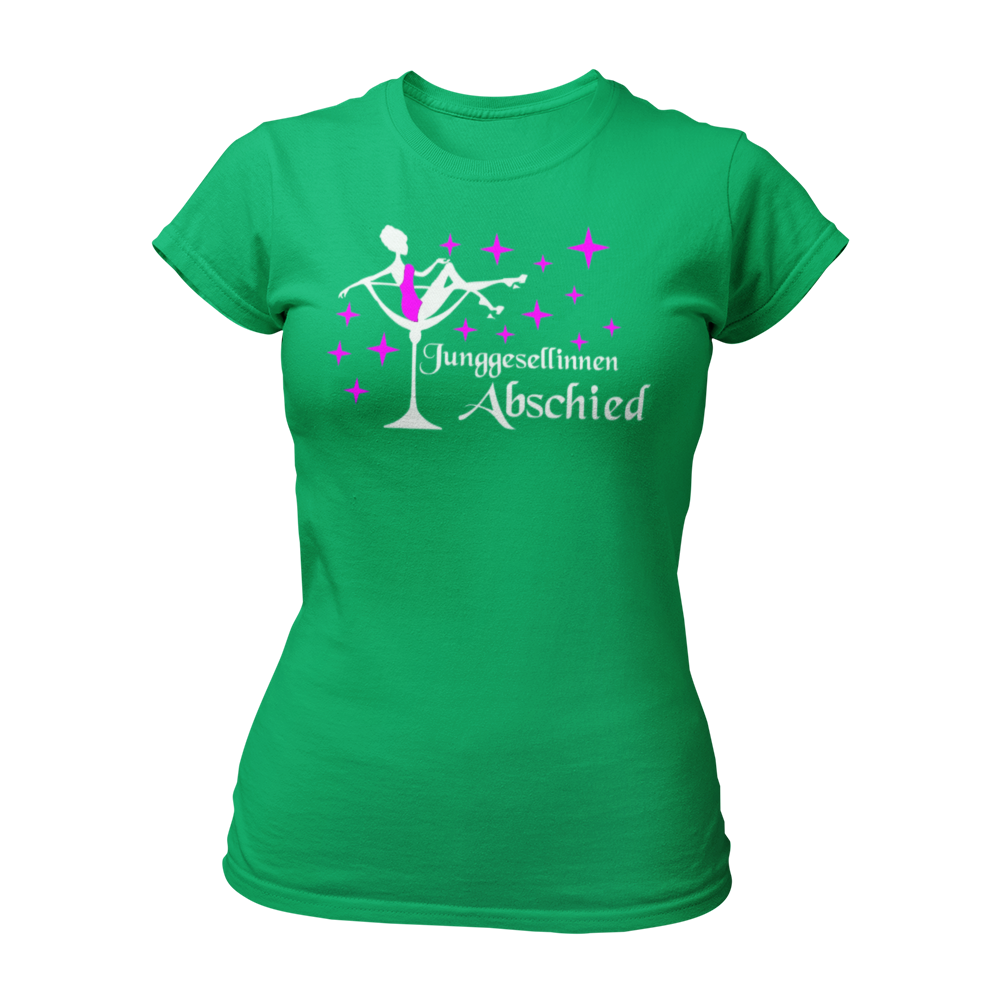Damen T-Shirt "JGA Sektglas" für den Junggesellinnenabschied. Das schlichte und ausgefallene Design zeigt ein Sektglas und eignet sich perfekt für die Party ohne große Sprüche.