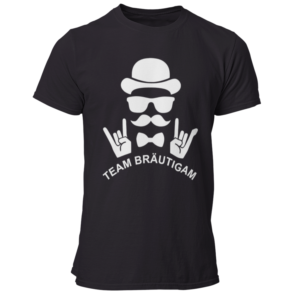 JGA T-Shirt 'Team Bräutigam Rockt' mit einem kraftvollen und auffälligen Design, das die Energie und den Spaß eines Junggesellenabschieds widerspiegelt. Das Shirt zeigt den motivierenden Schriftzug 'Team Bräutigam Rockt', ideal für die Freunde und Begleiter des Bräutigams, um den besonderen Anlass gebührend zu feiern. Perfekt für Gruppen, die den Junggesellenabschied rocken wollen!