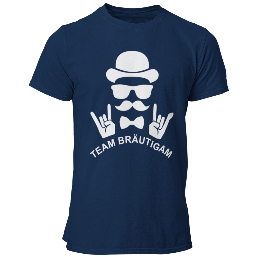JGA T-Shirt mit dem Aufdruck „Bräutigam Rockt“, entworfen für den Junggesellenabschied, in stylischem Design für den Bräutigam.