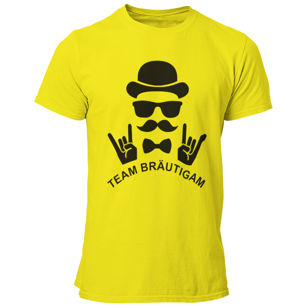 JGA T-Shirt 'Team Bräutigam Rockt' mit einem kraftvollen und auffälligen Design, das die Energie und den Spaß eines Junggesellenabschieds widerspiegelt. Das Shirt zeigt den motivierenden Schriftzug 'Team Bräutigam Rockt', ideal für die Freunde und Begleiter des Bräutigams, um den besonderen Anlass gebührend zu feiern. Perfekt für Gruppen, die den Junggesellenabschied rocken wollen!