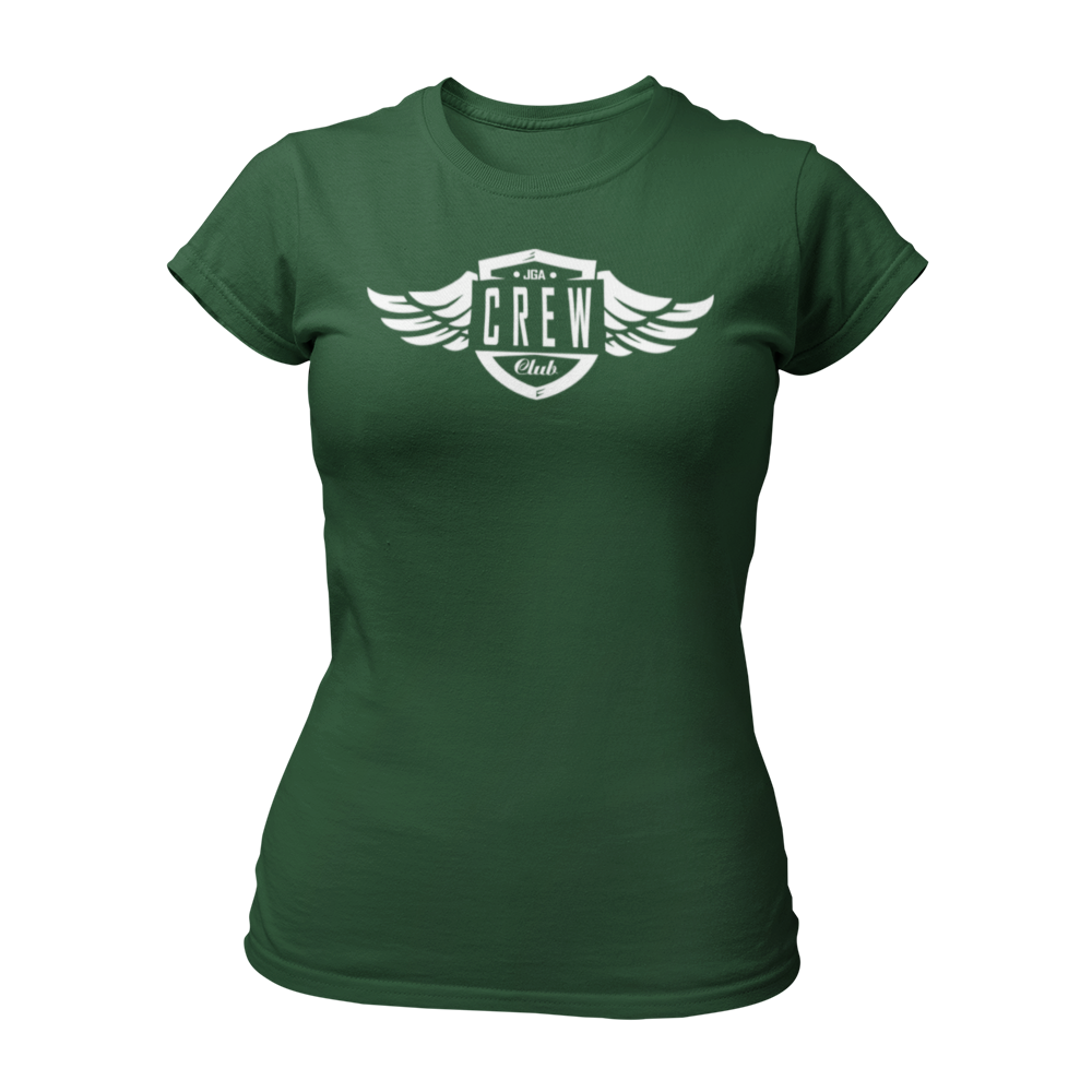 JGA T-Shirt für Frauen mit dem Aufdruck „JGA Crew“, ideal für gemischte Junggesellenabschiede, erhältlich in verschiedenen Farben. Das Design ist auch für Männer verfügbar, um eine einheitliche Outfit-Gestaltung für die gesamte Clique zu ermöglichen.