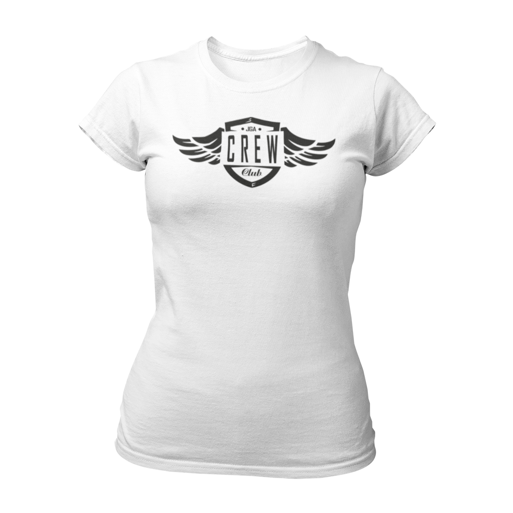 JGA T-Shirt für Frauen mit dem Aufdruck „JGA Crew“, ideal für gemischte Junggesellenabschiede, erhältlich in verschiedenen Farben. Das Design ist auch für Männer verfügbar, um eine einheitliche Outfit-Gestaltung für die gesamte Clique zu ermöglichen.