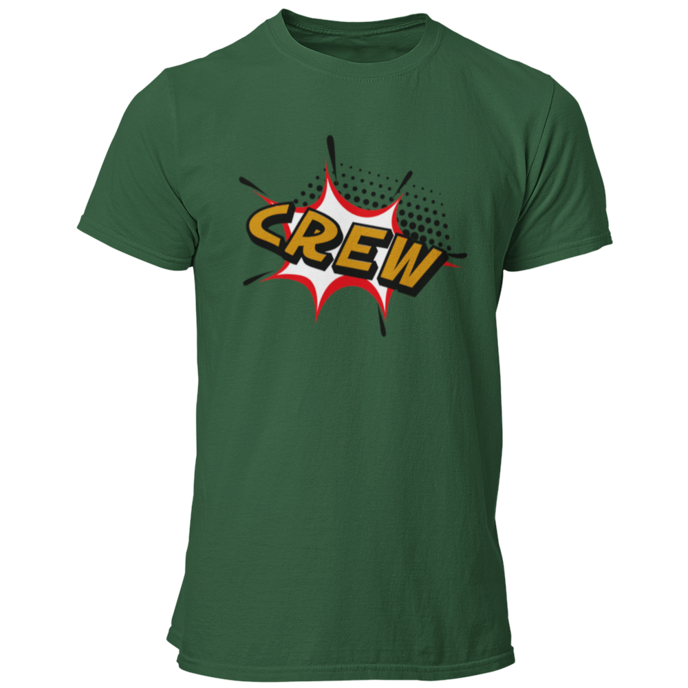 Das JGA T-Shirt „Helden Crew“ begeistert mit einem auffälligen Marvel-Comic-Stil und einem klaren „CREW“-Schriftzug, der die Gruppe der Freunde des Bräutigams eindeutig kennzeichnet. Mit seinem krach-bunten Design in Orange und Gelb zieht es alle Blicke auf sich und eignet sich sowohl für eine ausgelassene Sauf-Tour als auch für einen entspannten Pokerabend. Perfekt für große Gruppen, sorgt dieses Shirt für einen unvergesslichen Auftritt, bei dem jeder Passant fragt: „Was für eine Crew seid ihr?“