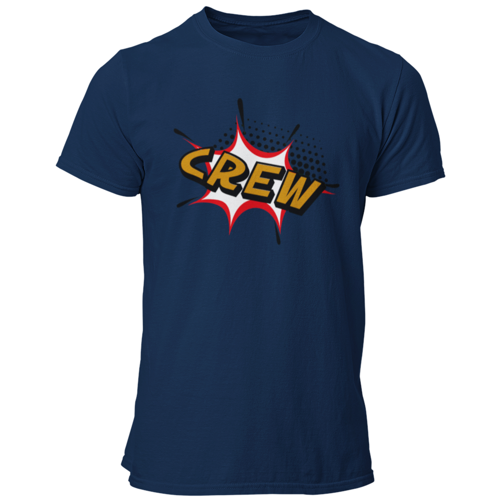Das JGA T-Shirt „Helden Crew“ begeistert mit einem auffälligen Marvel-Comic-Stil und einem klaren „CREW“-Schriftzug, der die Gruppe der Freunde des Bräutigams eindeutig kennzeichnet. Mit seinem krach-bunten Design in Orange und Gelb zieht es alle Blicke auf sich und eignet sich sowohl für eine ausgelassene Sauf-Tour als auch für einen entspannten Pokerabend. Perfekt für große Gruppen, sorgt dieses Shirt für einen unvergesslichen Auftritt, bei dem jeder Passant fragt: „Was für eine Crew seid ihr?“