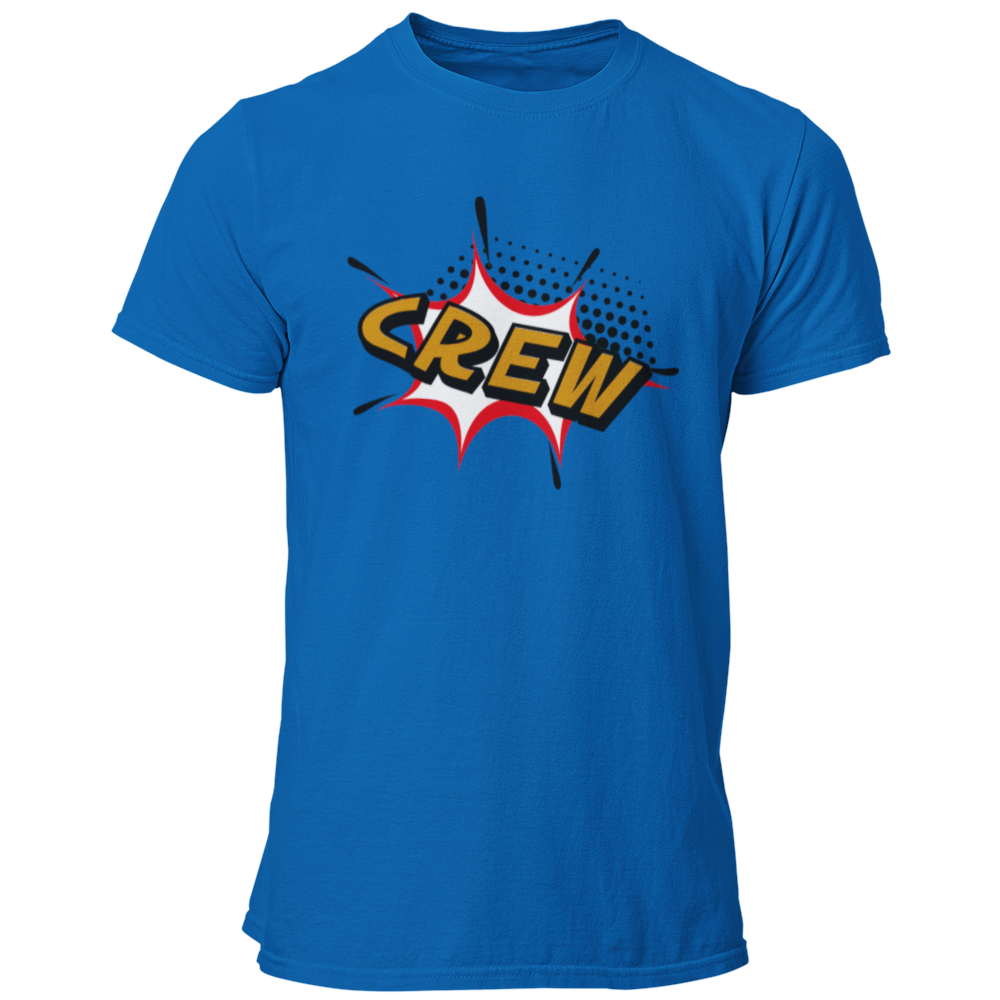 Das JGA T-Shirt „Helden Crew“ begeistert mit einem auffälligen Marvel-Comic-Stil und einem klaren „CREW“-Schriftzug, der die Gruppe der Freunde des Bräutigams eindeutig kennzeichnet. Mit seinem krach-bunten Design in Orange und Gelb zieht es alle Blicke auf sich und eignet sich sowohl für eine ausgelassene Sauf-Tour als auch für einen entspannten Pokerabend. Perfekt für große Gruppen, sorgt dieses Shirt für einen unvergesslichen Auftritt, bei dem jeder Passant fragt: „Was für eine Crew seid ihr?“
