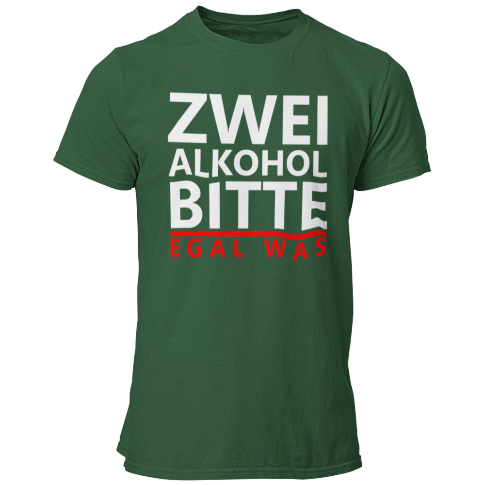 Das JGA T-Shirt „zwei Alkohol bitte“ bringt die Party-Stimmung auf den Punkt! Mit seinem knalligen Aufdruck sorgt es dafür, dass jeder sofort weiß, worum es an diesem Abend geht: Feiern und Spaß haben! Der gerade Schnitt und die Auswahl an Farben machen es zu einem Hingucker für die gesamte JGA-Crew. Ein perfektes Shirt für eine unvergessliche Nacht voller Scherze und Spiele!