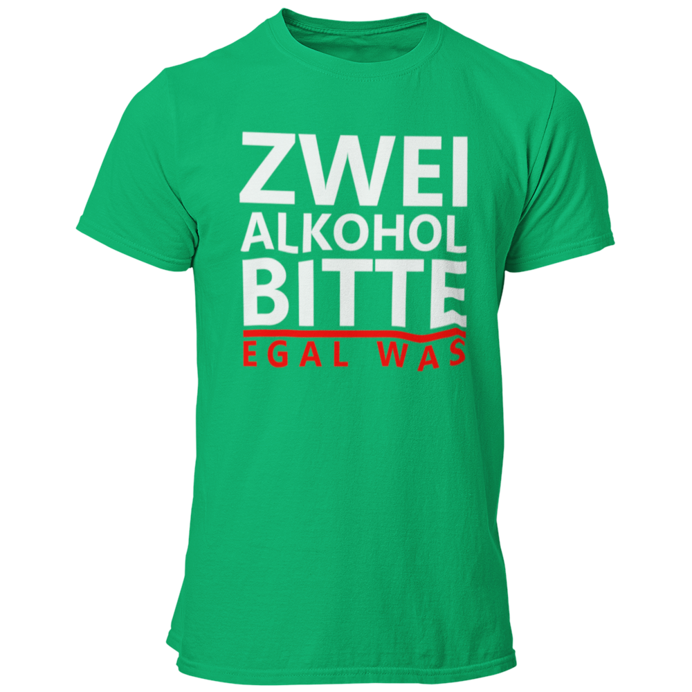 Das JGA T-Shirt „zwei Alkohol bitte“ bringt die Party-Stimmung auf den Punkt! Mit seinem knalligen Aufdruck sorgt es dafür, dass jeder sofort weiß, worum es an diesem Abend geht: Feiern und Spaß haben! Der gerade Schnitt und die Auswahl an Farben machen es zu einem Hingucker für die gesamte JGA-Crew. Ein perfektes Shirt für eine unvergessliche Nacht voller Scherze und Spiele!