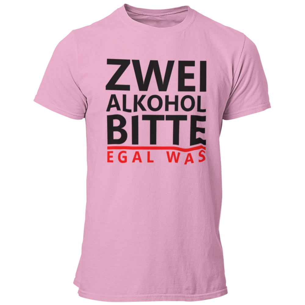Das JGA T-Shirt „zwei Alkohol bitte“ bringt die Party-Stimmung auf den Punkt! Mit seinem knalligen Aufdruck sorgt es dafür, dass jeder sofort weiß, worum es an diesem Abend geht: Feiern und Spaß haben! Der gerade Schnitt und die Auswahl an Farben machen es zu einem Hingucker für die gesamte JGA-Crew. Ein perfektes Shirt für eine unvergessliche Nacht voller Scherze und Spiele!