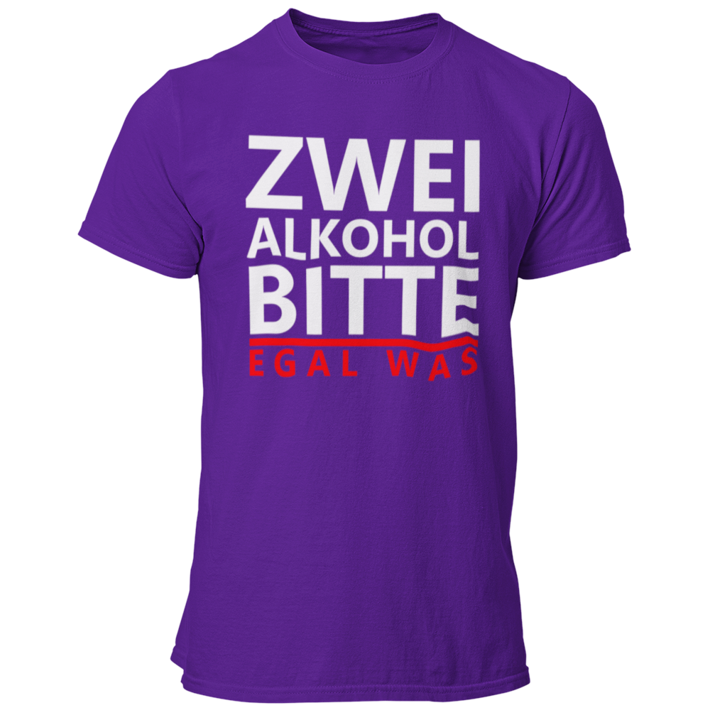 Das JGA T-Shirt „zwei Alkohol bitte“ bringt die Party-Stimmung auf den Punkt! Mit seinem knalligen Aufdruck sorgt es dafür, dass jeder sofort weiß, worum es an diesem Abend geht: Feiern und Spaß haben! Der gerade Schnitt und die Auswahl an Farben machen es zu einem Hingucker für die gesamte JGA-Crew. Ein perfektes Shirt für eine unvergessliche Nacht voller Scherze und Spiele!