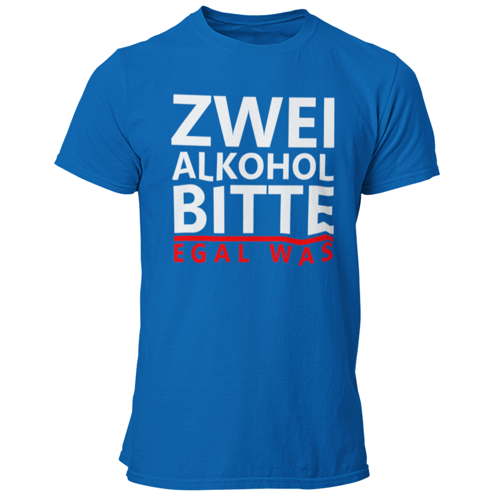 Das JGA T-Shirt „zwei Alkohol bitte“ bringt die Party-Stimmung auf den Punkt! Mit seinem knalligen Aufdruck sorgt es dafür, dass jeder sofort weiß, worum es an diesem Abend geht: Feiern und Spaß haben! Der gerade Schnitt und die Auswahl an Farben machen es zu einem Hingucker für die gesamte JGA-Crew. Ein perfektes Shirt für eine unvergessliche Nacht voller Scherze und Spiele!