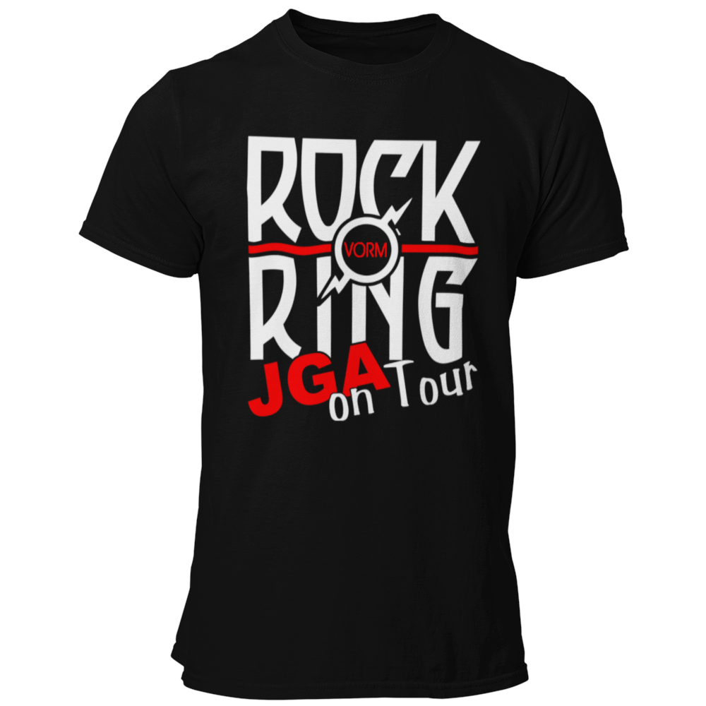 JGA T-Shirt 'Rock vorm Ring' mit einem stilvollen Rock n Roll Motiv, ideal für die Abschiedsparty des Junggesellen. Das Shirt zeigt ein Rock n Roll Logo und den Schriftzug 'JGA on Tour' in gedeckten Farben, was es zu einer eleganten Wahl für Rockliebhaber macht. Mit einem geraden Schnitt und in vielen Farben erhältlich, kombiniert es schlichte Eleganz mit einem einprägsamen Design. Perfekt für unvergessliche Feiern, bei denen auf den Tischen getanzt und die Party gerockt wird!