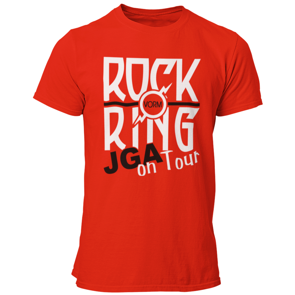 JGA T-Shirt 'Rock vorm Ring' mit einem stilvollen Rock n Roll Motiv, ideal für die Abschiedsparty des Junggesellen. Das Shirt zeigt ein Rock n Roll Logo und den Schriftzug 'JGA on Tour' in gedeckten Farben, was es zu einer eleganten Wahl für Rockliebhaber macht. Mit einem geraden Schnitt und in vielen Farben erhältlich, kombiniert es schlichte Eleganz mit einem einprägsamen Design. Perfekt für unvergessliche Feiern, bei denen auf den Tischen getanzt und die Party gerockt wird!