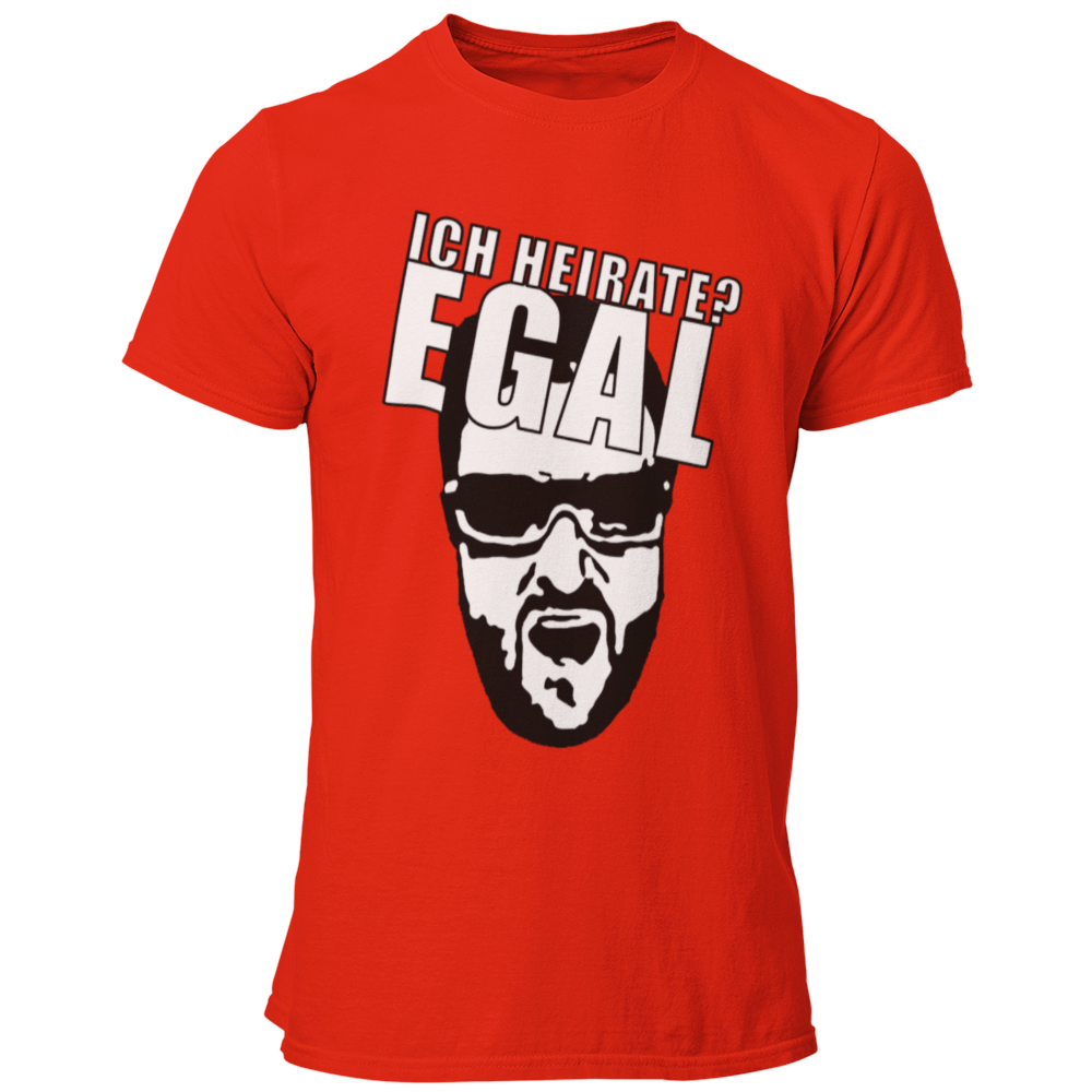Feiere den Junggesellenabschied mit dem witzigen T-Shirt „Ich heirate? Egal“! Inspiriert vom beliebten Streit zwischen einem Sänger und einem Comedystar, bringt dieses Shirt Humor und gute Laune in eure Feier. Mit dem frechen Spruch zeigt ihr, dass euch alles egal ist, während ihr gemeinsam mit dem Bräutigam einen unvergesslichen Abend verbringt. Ein perfektes Outfit für alle Freunde, die sich gemeinsam auf die bevorstehende Hochzeit einstimmen wollen!