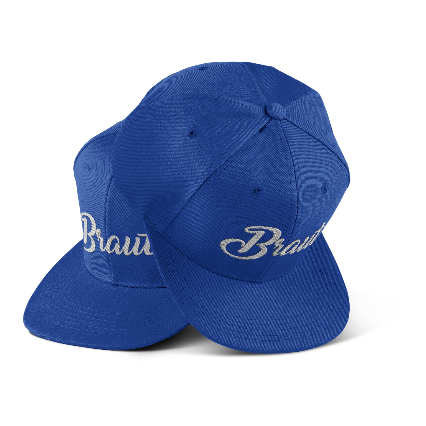 JGA Cap „Braut“ mit flachem Schirm und rotem „Braut“ Schriftzug auf der Vorderseite. Die Kappe hat vier gestickte Ösen für Belüftung und einen größenverstellbaren PVC-Verschluss auf der Rückseite.