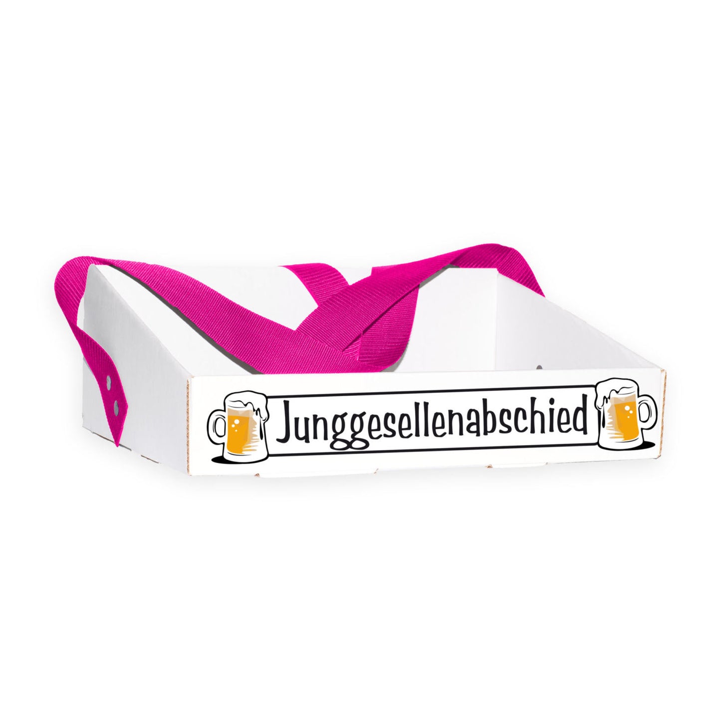 Bauchladen Bierglas für den Junggesellenabschied, stabil aus verstärktem Wellpappenkarton mit Bierglas-Motiv, ergonomisch mit extra breitem Gurt für angenehmes Tragegefühl, ideal für Verkaufstouren.