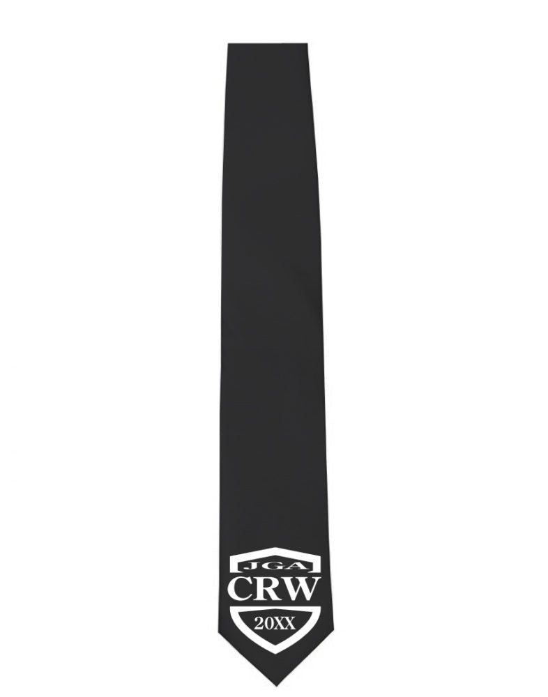 JGA Crew Krawatte mit CRW-Schriftzug und Jahreszahl, ideal für einen einheitlichen Look beim Junggesellenabschied.