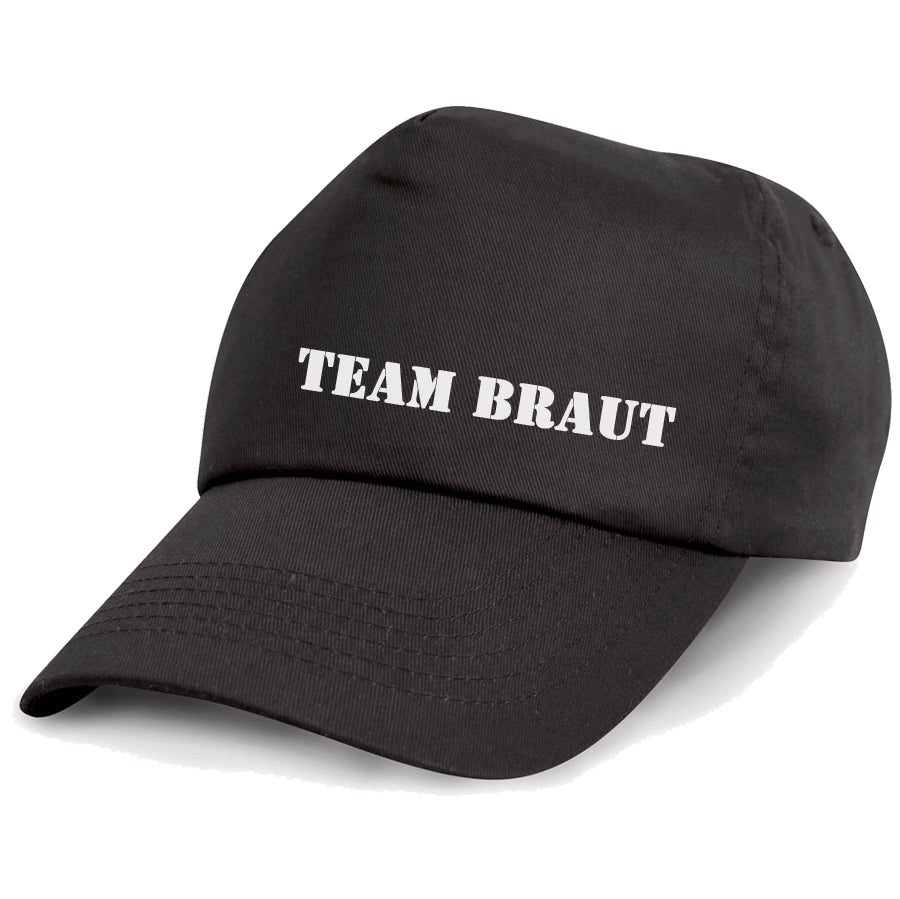 Günstige Braut Cap für Junggesellinnenabschied, vielseitig kombinierbar mit jedem Shirt. Einfaches, effektvolles Accessoire, auch verfügbar für Männer als 'Team Bräutigam'