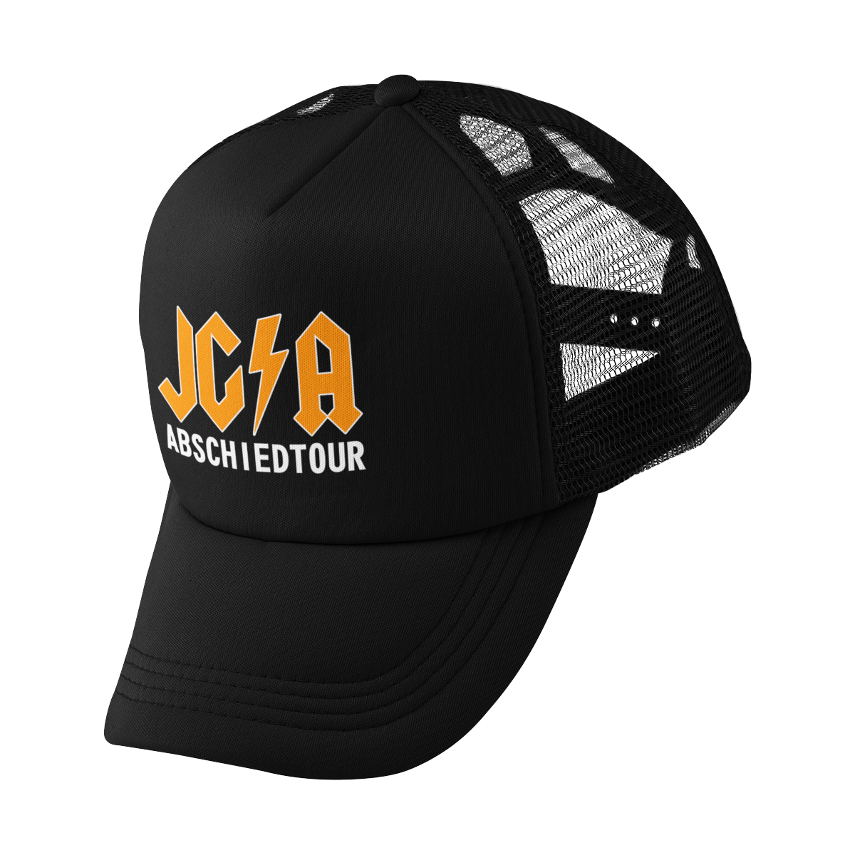 JGA Trucker-Cap mit „Hard Rock“ Aufschrift, vorgebogener Schirm, größenverstellbarer Verschluss, ideal für rockige Junggesellenabschiede.