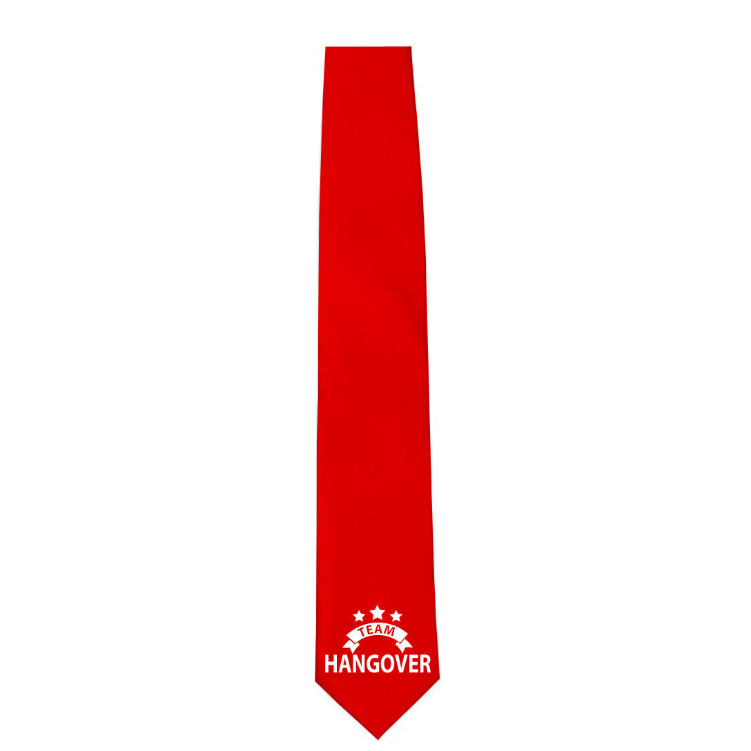 Hochwertige JGA Krawatte mit "Team Hangover" Motiv, ideal für den Junggesellenabschied. Erhältlich in verschiedenen Farben, kombinierbar mit verschiedenen Outfits.
