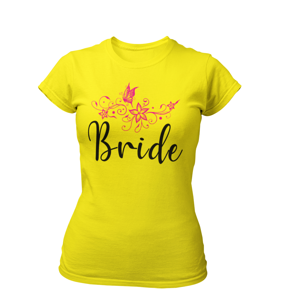 Das JGA T-Shirt "Bride Blumen" besticht durch ein stilvolles Blumenkranz-Design im Vintage-Look. Perfekt für die Braut und ihre Freundinnen, um beim Junggesellinnenabschied zu strahlen. Ein elegantes und feminines Motiv, das für den besonderen Tag entworfen wurde.