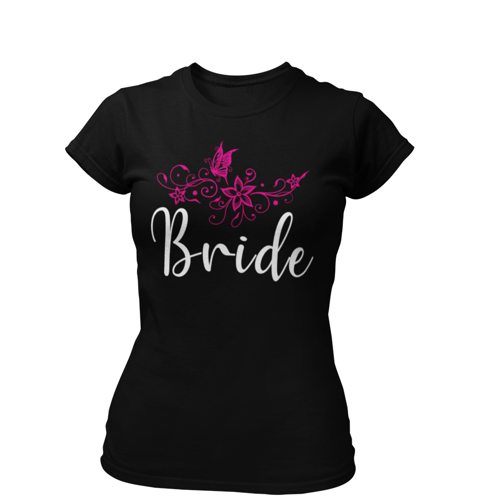 Das JGA T-Shirt "Bride Blumen" besticht durch ein stilvolles Blumenkranz-Design im Vintage-Look. Perfekt für die Braut und ihre Freundinnen, um beim Junggesellinnenabschied zu strahlen. Ein elegantes und feminines Motiv, das für den besonderen Tag entworfen wurde.