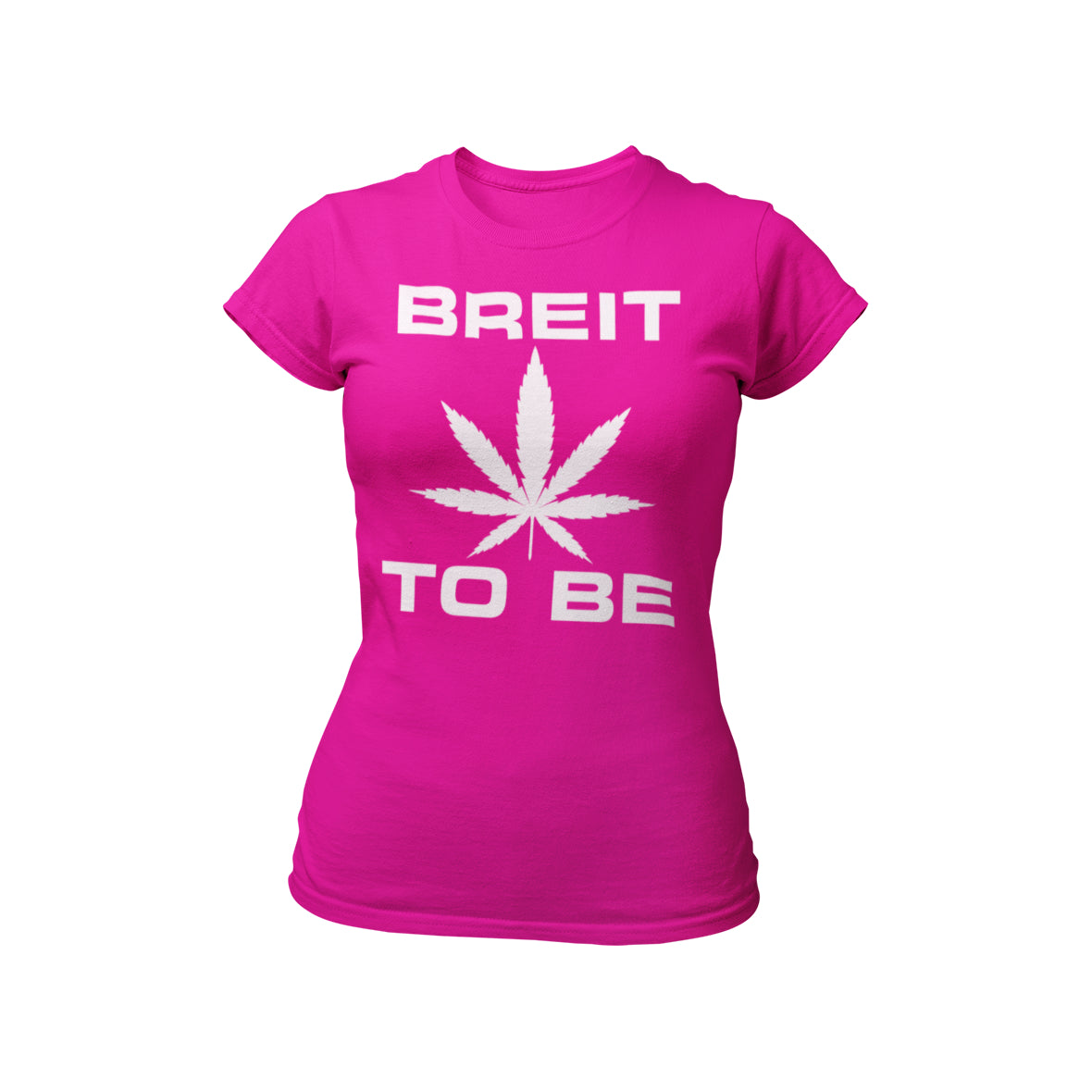 T-Shirt mit dem Schriftzug „Breit to be“ und einem stilisierten Cannabisblatt, ideal für Junggesellinnenabschiede. Aus hochwertiger Baumwolle für Komfort und in verschiedenen Größen erhältlich.