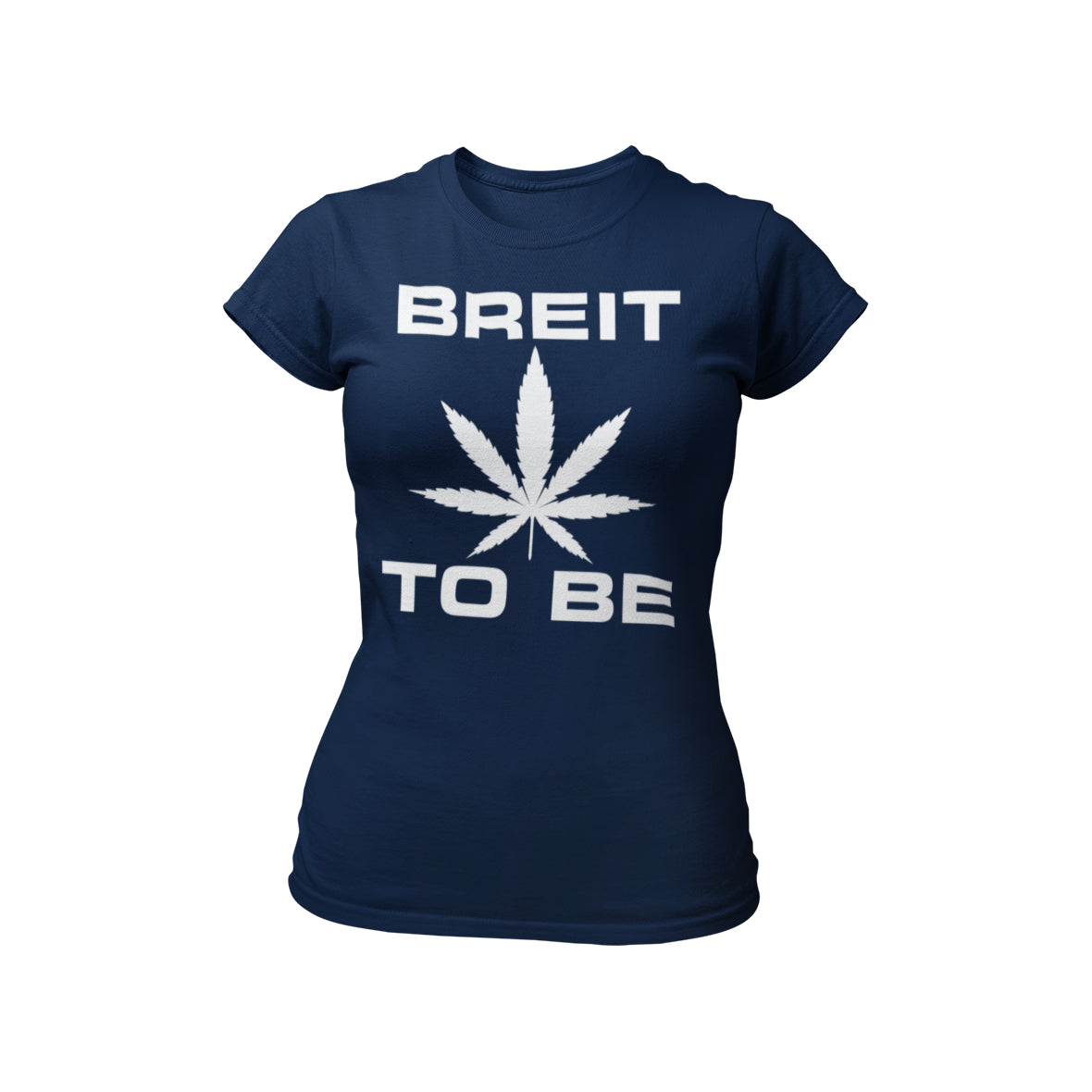 T-Shirt mit dem Schriftzug „Breit to be“ und einem stilisierten Cannabisblatt, ideal für Junggesellinnenabschiede. Aus hochwertiger Baumwolle für Komfort und in verschiedenen Größen erhältlich.