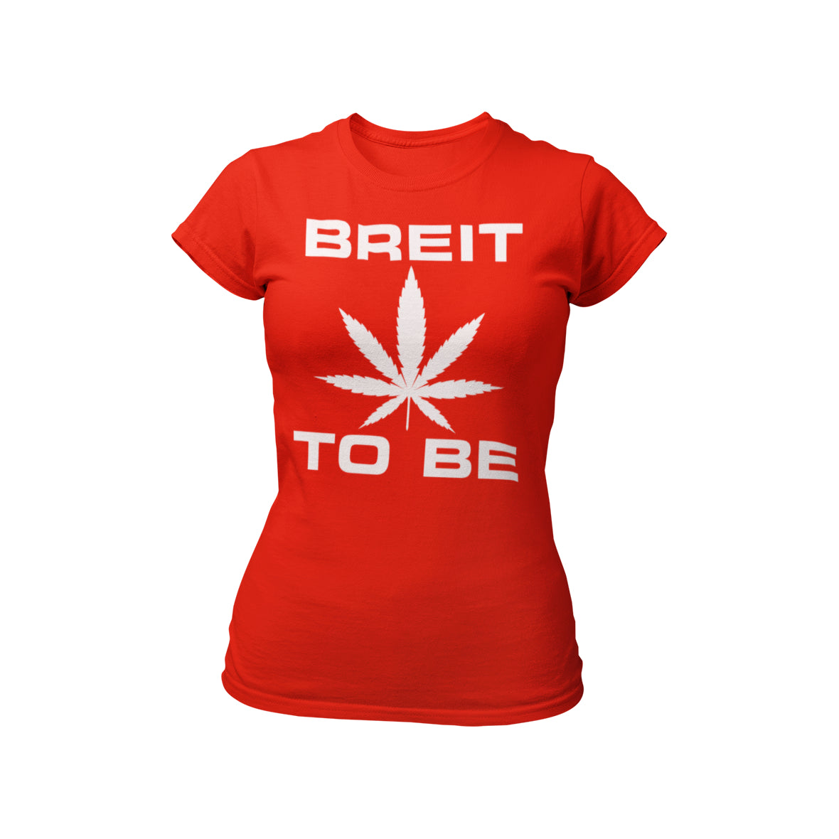 T-Shirt mit dem Schriftzug „Breit to be“ und einem stilisierten Cannabisblatt, ideal für Junggesellinnenabschiede. Aus hochwertiger Baumwolle für Komfort und in verschiedenen Größen erhältlich.