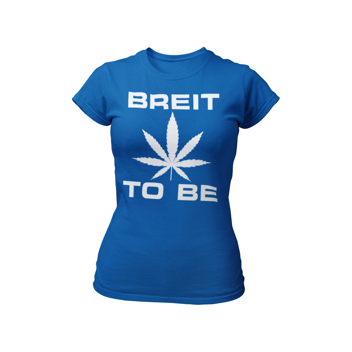 T-Shirt mit dem Schriftzug „Breit to be“ und einem stilisierten Cannabisblatt, ideal für Junggesellinnenabschiede. Aus hochwertiger Baumwolle für Komfort und in verschiedenen Größen erhältlich.