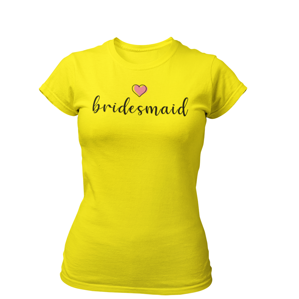 JGA T-Shirt "Bridemaid to be", ideal für die besten Freundinnen der Braut. Das Shirt ist stilvoll gestaltet und eignet sich perfekt für den Junggesellenabschied.