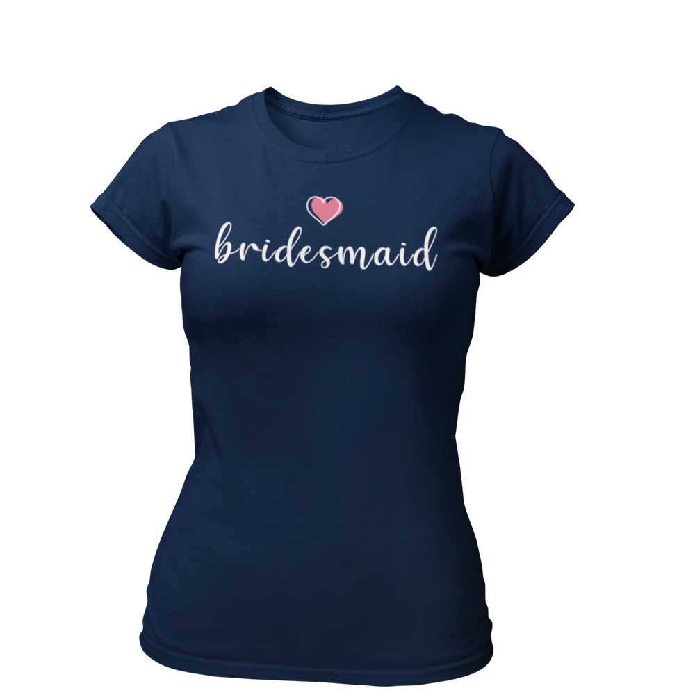 JGA T-Shirt "Bridemaid to be", ideal für die besten Freundinnen der Braut. Das Shirt ist stilvoll gestaltet und eignet sich perfekt für den Junggesellenabschied.