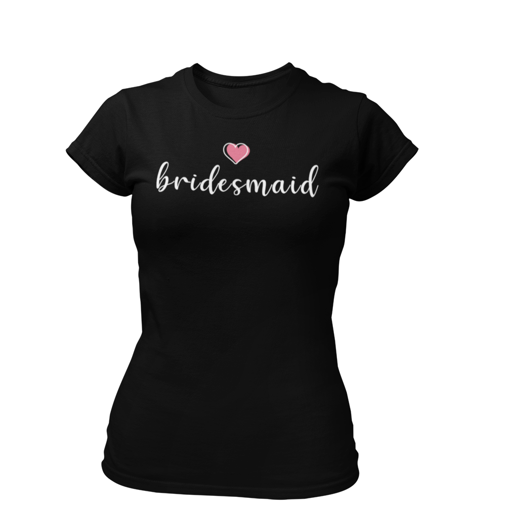 JGA T-Shirt "Bridemaid to be", ideal für die besten Freundinnen der Braut. Das Shirt ist stilvoll gestaltet und eignet sich perfekt für den Junggesellenabschied.