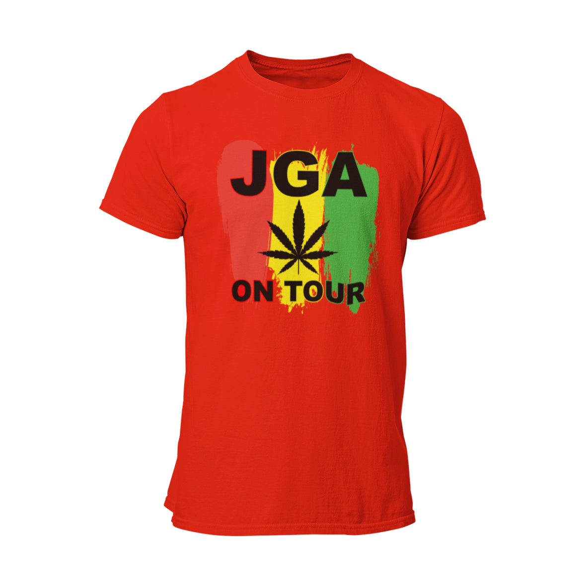 Grünes Cannabis JGA On Tour T-Shirt, perfekt für den Junggesellenabschied. Auffälliges Design, aus hochwertiger Baumwolle, in verschiedenen Größen erhältlich.