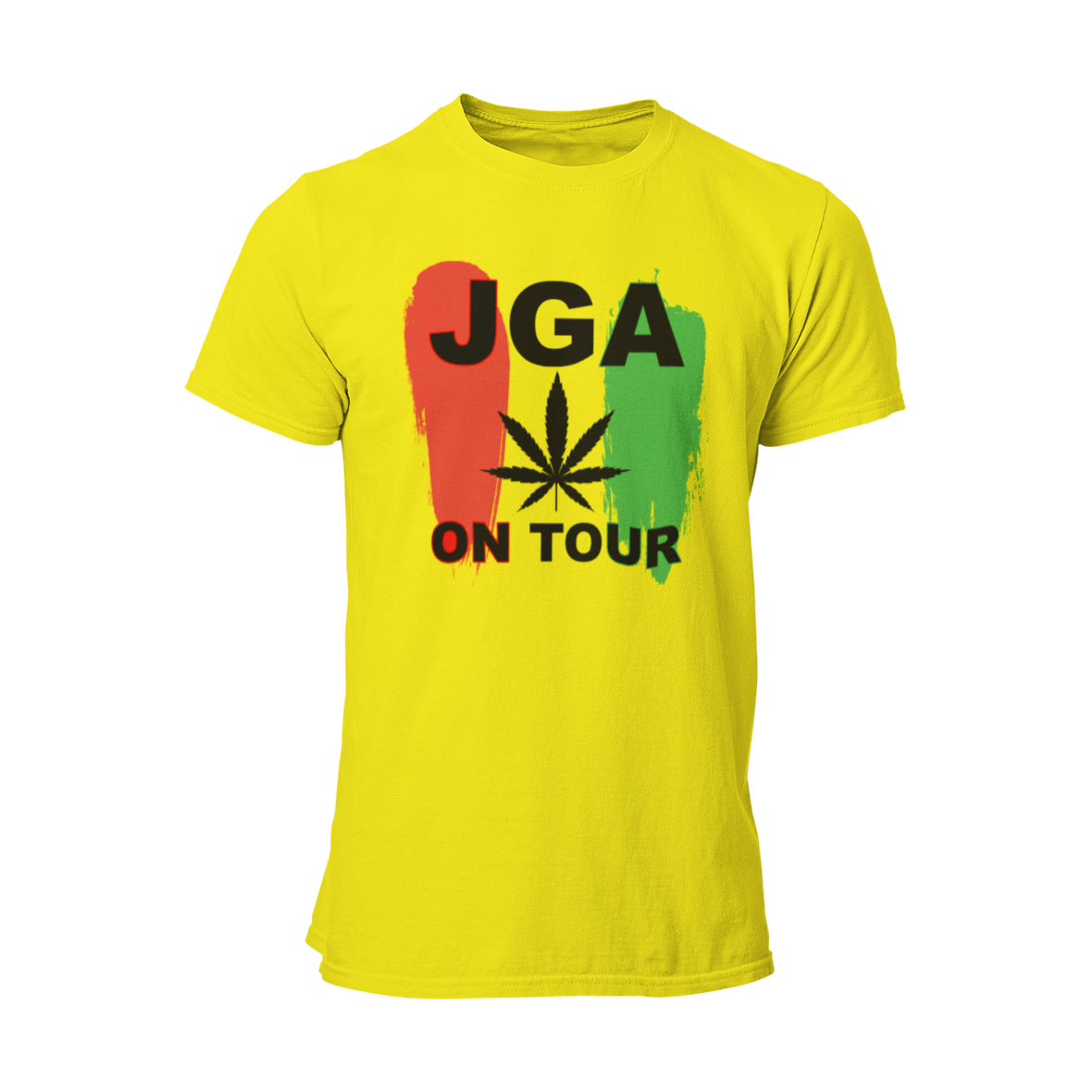 Grünes Cannabis JGA On Tour T-Shirt, perfekt für den Junggesellenabschied. Auffälliges Design, aus hochwertiger Baumwolle, in verschiedenen Größen erhältlich.