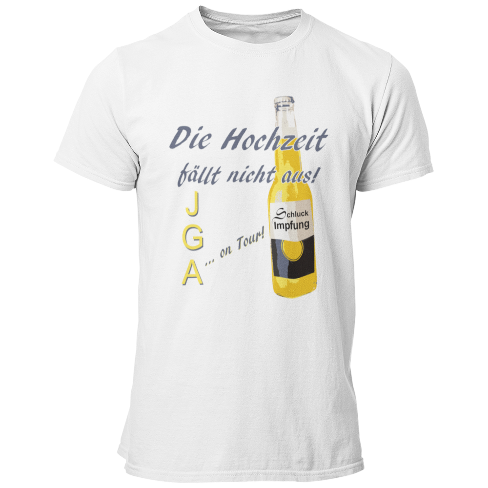 Das JGA T-Shirt „Corona Schluckimpfung“ bringt Humor in die Feierlichkeiten und ist perfekt für den Junggesellenabschied im Corona-Stil. Mit einem witzigen Design sorgt es dafür, dass trotz der Umstände ordentlich gefeiert werden kann – sei es zu Hause oder im kleinen Kreis. Dieses Shirt ist das ideale Accessoire für alle, die einen unvergesslichen JGA erleben möchten, während sie die aktuelle Situation mit einem Lächeln meistern!