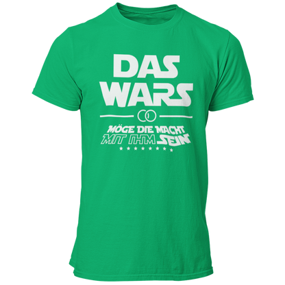 Damen T-Shirt 'Das Wars (mit ihm)' im Star Wars Look, ideal für Junggesellenabschiede. Das Shirt zeigt die satirische Botschaft 'Das wars mit ihm, möge die Macht mit ihm sein', mit Eheringen und dem großen Schriftzug 'DAS WARS'. Perfekt für Fans der Star Wars Saga, um humorvoll den Übergang zur Ehe zu feiern. Erhältlich in verschiedenen Größen (S bis 3XL) und Farben wie Weiß, Rot und Schwarz. Ein tolles Outfit für die Trauzeugen und die Feier.