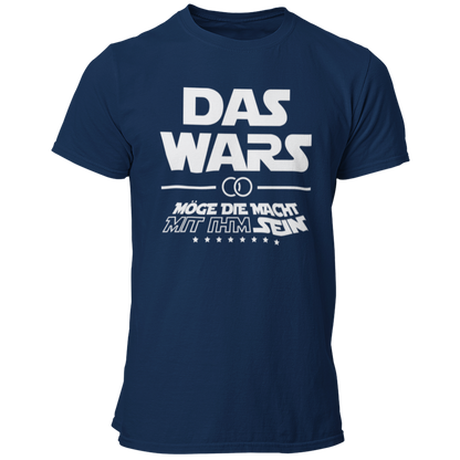 Damen T-Shirt 'Das Wars (mit ihm)' im Star Wars Look, ideal für Junggesellenabschiede. Das Shirt zeigt die satirische Botschaft 'Das wars mit ihm, möge die Macht mit ihm sein', mit Eheringen und dem großen Schriftzug 'DAS WARS'. Perfekt für Fans der Star Wars Saga, um humorvoll den Übergang zur Ehe zu feiern. Erhältlich in verschiedenen Größen (S bis 3XL) und Farben wie Weiß, Rot und Schwarz. Ein tolles Outfit für die Trauzeugen und die Feier.