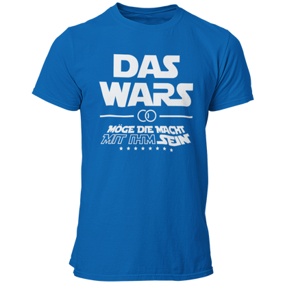 Damen T-Shirt 'Das Wars (mit ihm)' im Star Wars Look, ideal für Junggesellenabschiede. Das Shirt zeigt die satirische Botschaft 'Das wars mit ihm, möge die Macht mit ihm sein', mit Eheringen und dem großen Schriftzug 'DAS WARS'. Perfekt für Fans der Star Wars Saga, um humorvoll den Übergang zur Ehe zu feiern. Erhältlich in verschiedenen Größen (S bis 3XL) und Farben wie Weiß, Rot und Schwarz. Ein tolles Outfit für die Trauzeugen und die Feier.