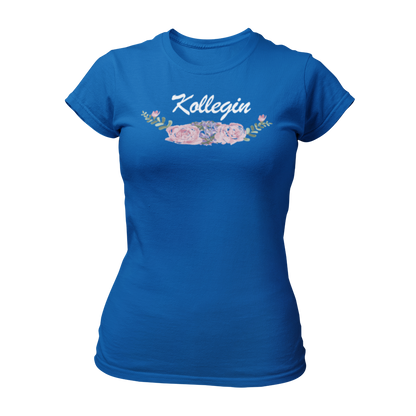 JGA T-Shirt "BOHO Kollegin" in Weiß mit einem schönen Vintage-Motiv und Blumenverzierungen, ideal für die Kollegin und passend zu anderen Boho Shirts für Frauen.