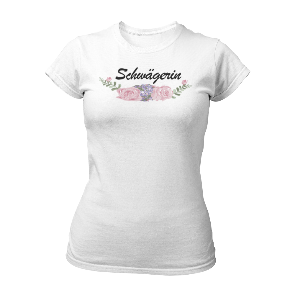 Damen T-Shirt im angesagten Boho-Style mit einem tollen Vintage-Motiv für die Schwägerin. Das Shirt hat eine taillierte Passform, einen Rundkragen und kurze Ärmel. Es ist in Weiß gehalten und mit floralen Mustern im Boho-Stil verziert. Ideal für Junggesellinnenabschiede, bietet es eine günstige und stilvolle Option für verschiedene weibliche Gäste wie Schwester, Mutter, Trauzeugin oder Kollegin.