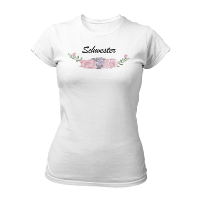  JGA T-Shirt "BOHO Schwester" mit einem schönen Vintage-Motiv, ideal für die Schwester. Die umfangreiche BOHO T-Shirt Reihe bietet individuelle Aufschriften für den gesamten Freundes- und Familienkreis im gleichen Design.