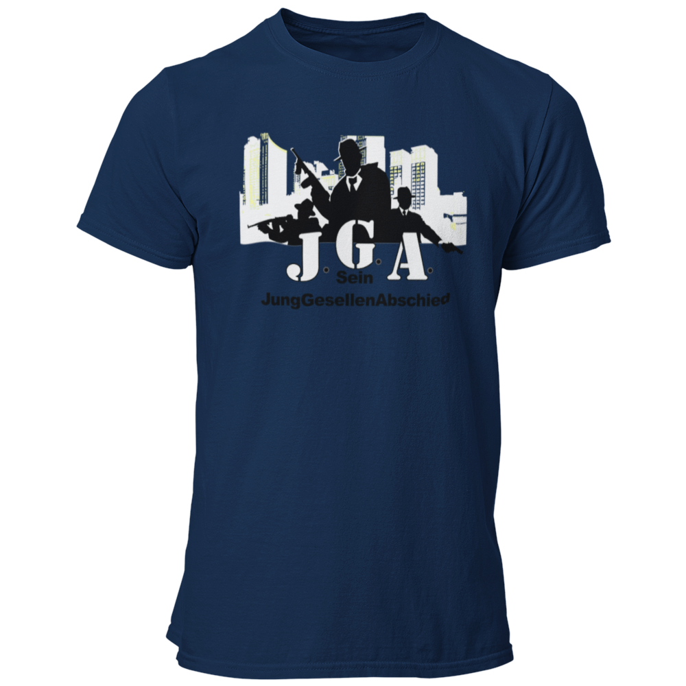 Das JGA T-Shirt "Mafia Team" ist das perfekte Motiv für die Begleiter des Bräutigams auf seiner letzten großen Feier vor der Hochzeit. Mit dem passenden Bräutigam-Shirt „Mafia Bräutigam“ zeigt ihr im Mafia-Stil, dass ihr bereit seid, euren Freund zu beschützen. Das lässige Design mit Mafiosi vor einer Skyline ist in verschiedenen Farben erhältlich und lässt sich ideal mit JGA-Accessoires wie einem Mafia-Hut kombinieren.