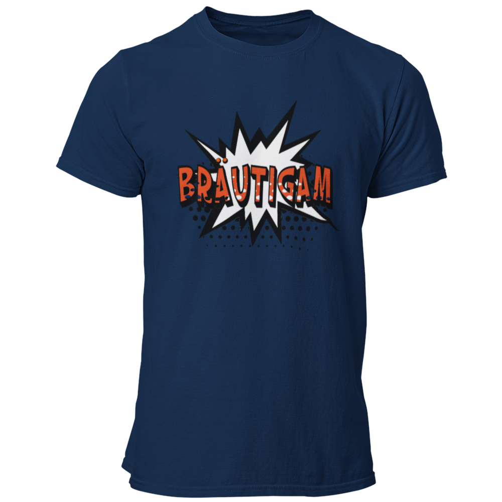 Das JGA T-Shirt „Bräutigam Held“ hebt euren Bräutigam als den Star des Abends hervor. Mit einem knalligen Comic-Stil und einem auffälligen „Bräutigam“-Schriftzug auf einem leuchtenden Stern ist dieses Shirt ein echter Blickfang. Perfekt für eine unvergessliche Nacht mit der Crew, während ihr die Stadt unsicher macht!