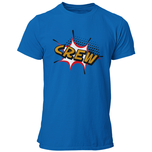 
Das JGA T-Shirt „Helden Crew“ begeistert mit einem auffälligen Marvel-Comic-Stil und einem klaren „CREW“-Schriftzug, der die Gruppe der Freunde des Bräutigams eindeutig kennzeichnet. Mit seinem krach-bunten Design in Orange und Gelb zieht es alle Blicke auf sich und eignet sich sowohl für eine ausgelassene Sauf-Tour als auch für einen entspannten Pokerabend. Perfekt für große Gruppen, sorgt dieses Shirt für einen unvergesslichen Auftritt, bei dem jeder Passant fragt: „Was für eine Crew seid ihr?“