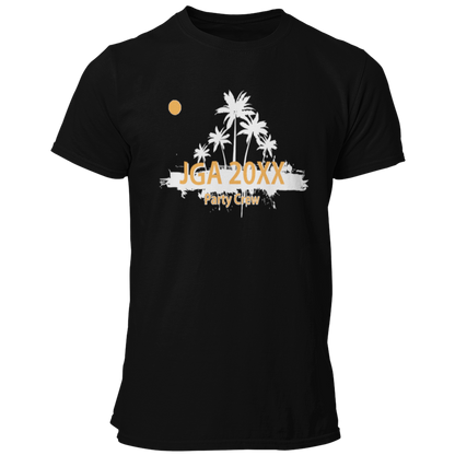 Das JGA T-Shirt "Palmen Party Crew" bringt Urlaubsfeeling und Partylaune in den Junggesellenabschied. Mit einem großflächigen Palmenmotiv und der individuellen Jahreszahl feiert ihr unbeschwert zusammen, bevor das Leben nach der Hochzeit ernst wird. Genießt den Abend im Kreise eurer Freunde und lasst es ordentlich krachen – ein Hoch auf den Junggesellen!