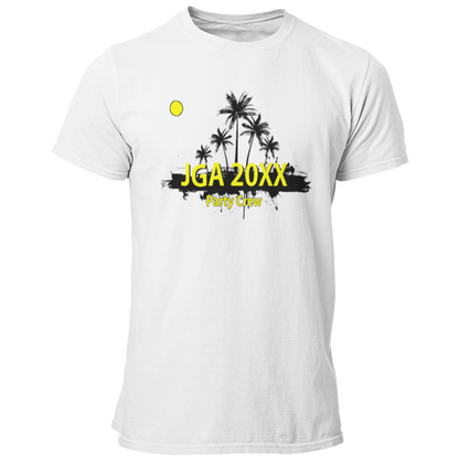 Das JGA T-Shirt "Palmen Party Crew" bringt Urlaubsfeeling und Partylaune in den Junggesellenabschied. Mit einem großflächigen Palmenmotiv und der individuellen Jahreszahl feiert ihr unbeschwert zusammen, bevor das Leben nach der Hochzeit ernst wird. Genießt den Abend im Kreise eurer Freunde und lasst es ordentlich krachen – ein Hoch auf den Junggesellen!