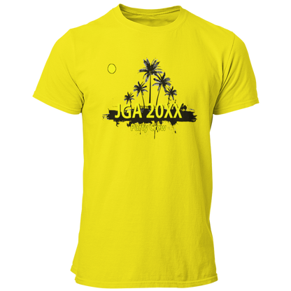 Das JGA T-Shirt "Palmen Party Crew" bringt Urlaubsfeeling und Partylaune in den Junggesellenabschied. Mit einem großflächigen Palmenmotiv und der individuellen Jahreszahl feiert ihr unbeschwert zusammen, bevor das Leben nach der Hochzeit ernst wird. Genießt den Abend im Kreise eurer Freunde und lasst es ordentlich krachen – ein Hoch auf den Junggesellen!