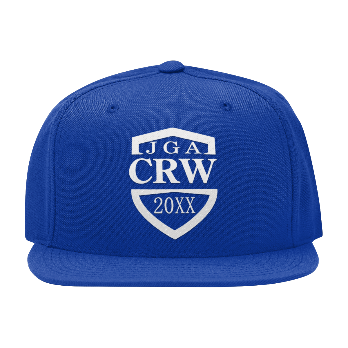 Hochwertige Snap Back Cap mit "JGA CRW"-Aufdruck und aktueller Jahreszahl, ideal für Junggesellenabschiede und als Andenken.